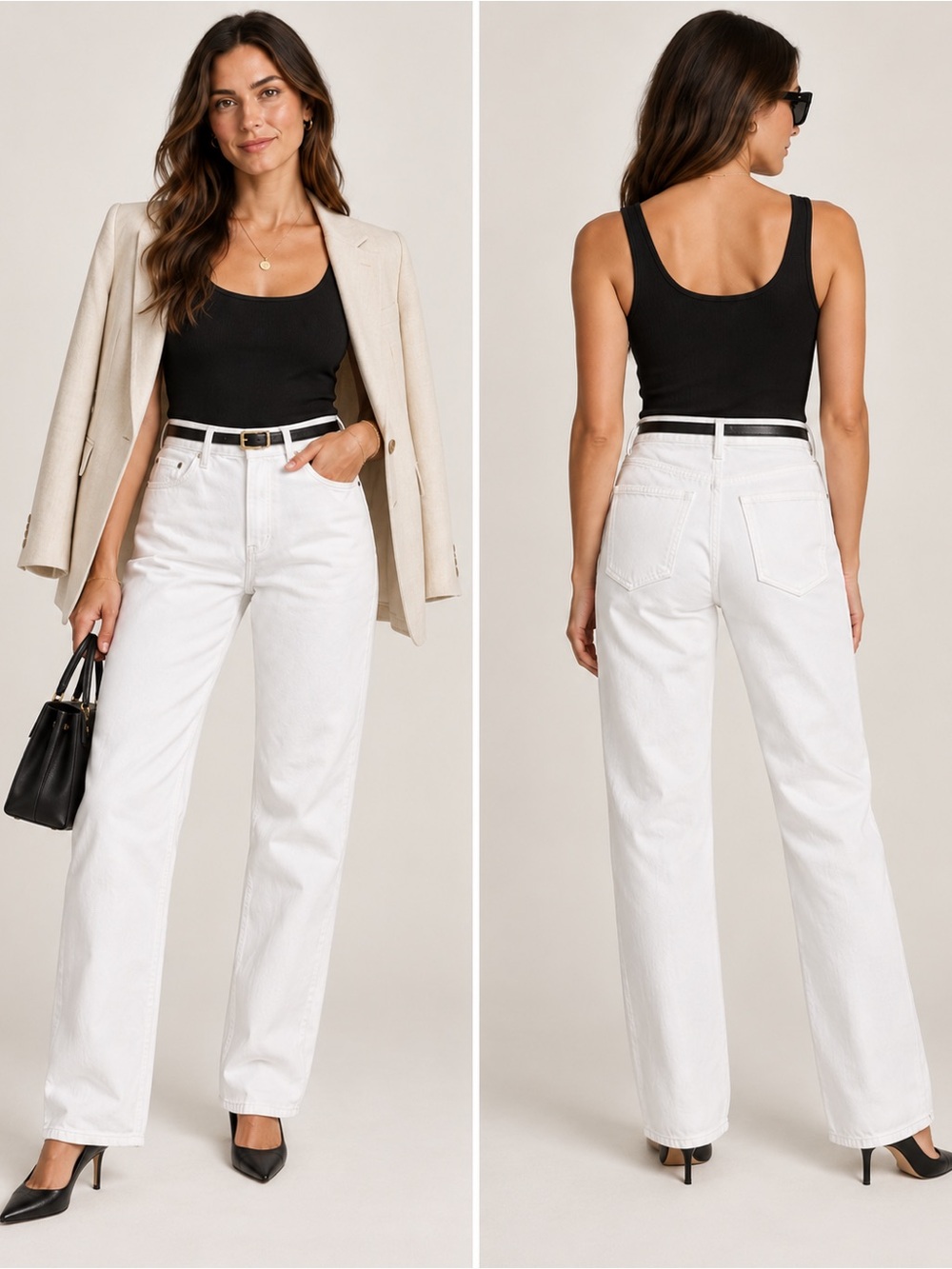 Veronica Beard Blake Classic Straight High Rise White Jeans Size 26
